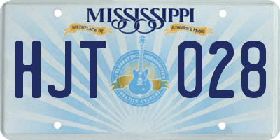 MS license plate HJT028