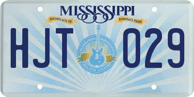 MS license plate HJT029