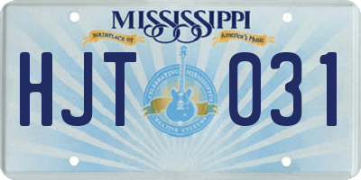MS license plate HJT031