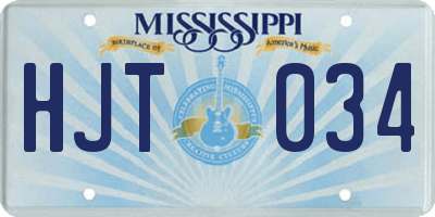 MS license plate HJT034