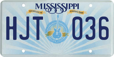 MS license plate HJT036