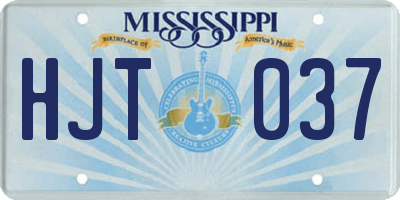 MS license plate HJT037