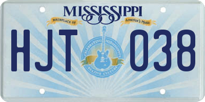 MS license plate HJT038