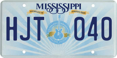 MS license plate HJT040