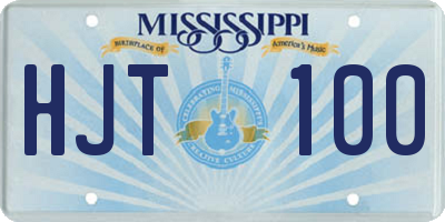 MS license plate HJT100