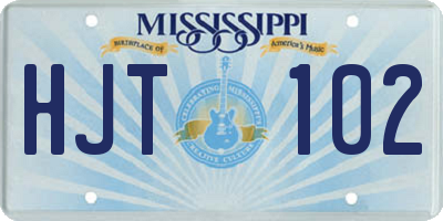 MS license plate HJT102