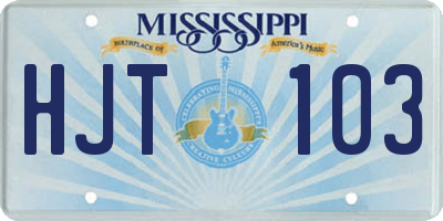 MS license plate HJT103
