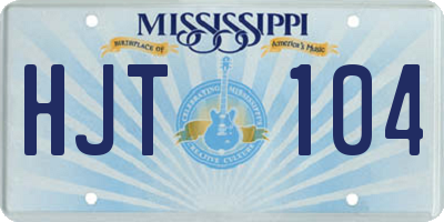 MS license plate HJT104