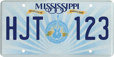 MS license plate HJT123