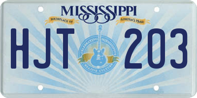MS license plate HJT203