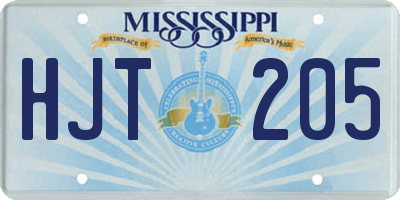 MS license plate HJT205