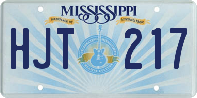 MS license plate HJT217