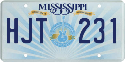 MS license plate HJT231