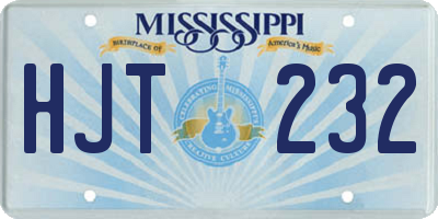 MS license plate HJT232