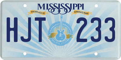 MS license plate HJT233