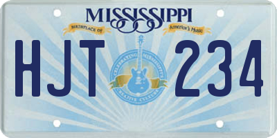 MS license plate HJT234