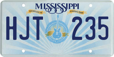MS license plate HJT235