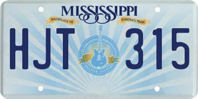 MS license plate HJT315