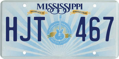 MS license plate HJT467
