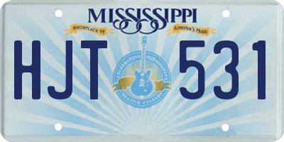 MS license plate HJT531