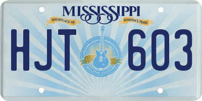 MS license plate HJT603
