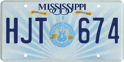 MS license plate HJT674