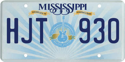 MS license plate HJT930