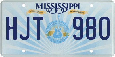 MS license plate HJT980