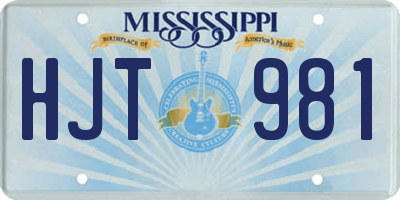 MS license plate HJT981