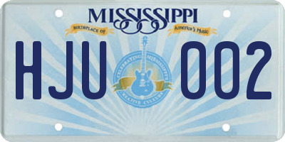 MS license plate HJU002
