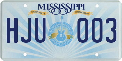MS license plate HJU003