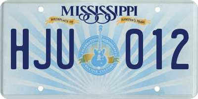 MS license plate HJU012