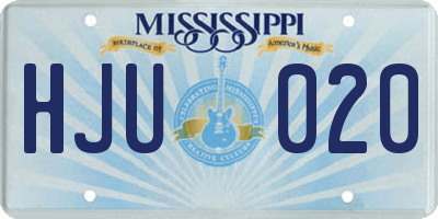 MS license plate HJU020