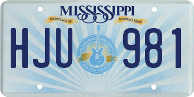 MS license plate HJU981