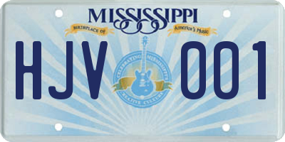 MS license plate HJV001