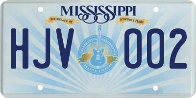 MS license plate HJV002