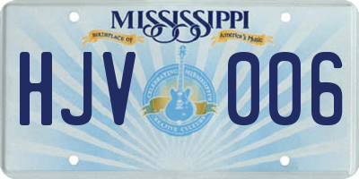 MS license plate HJV006
