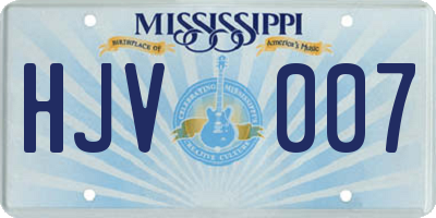 MS license plate HJV007