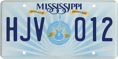 MS license plate HJV012