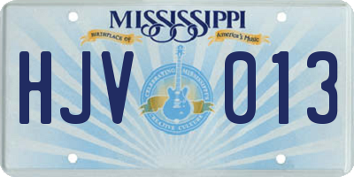 MS license plate HJV013