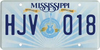 MS license plate HJV018