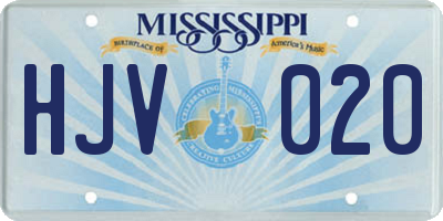 MS license plate HJV020
