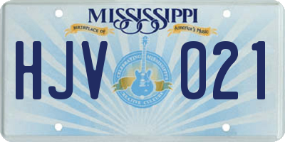 MS license plate HJV021