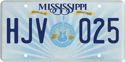MS license plate HJV025