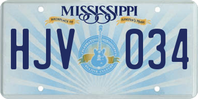 MS license plate HJV034