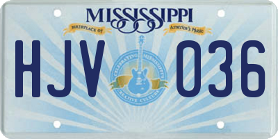 MS license plate HJV036