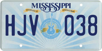 MS license plate HJV038