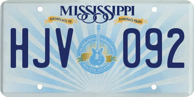 MS license plate HJV092