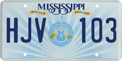 MS license plate HJV103