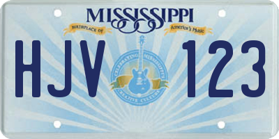 MS license plate HJV123